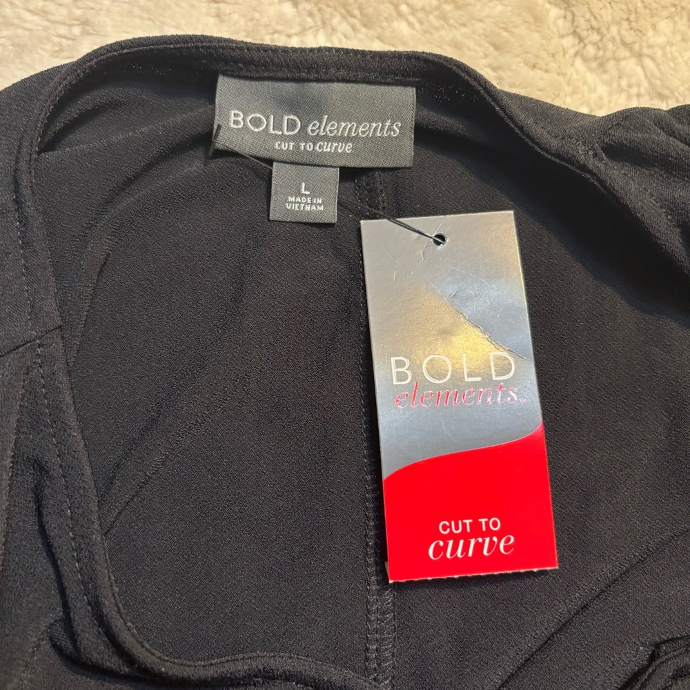 BOLD elements Top Large Black Draped Short Sleeve… - image 10